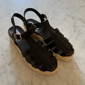 NWOT Steve Madden Marlin leather espadrille sandal - black